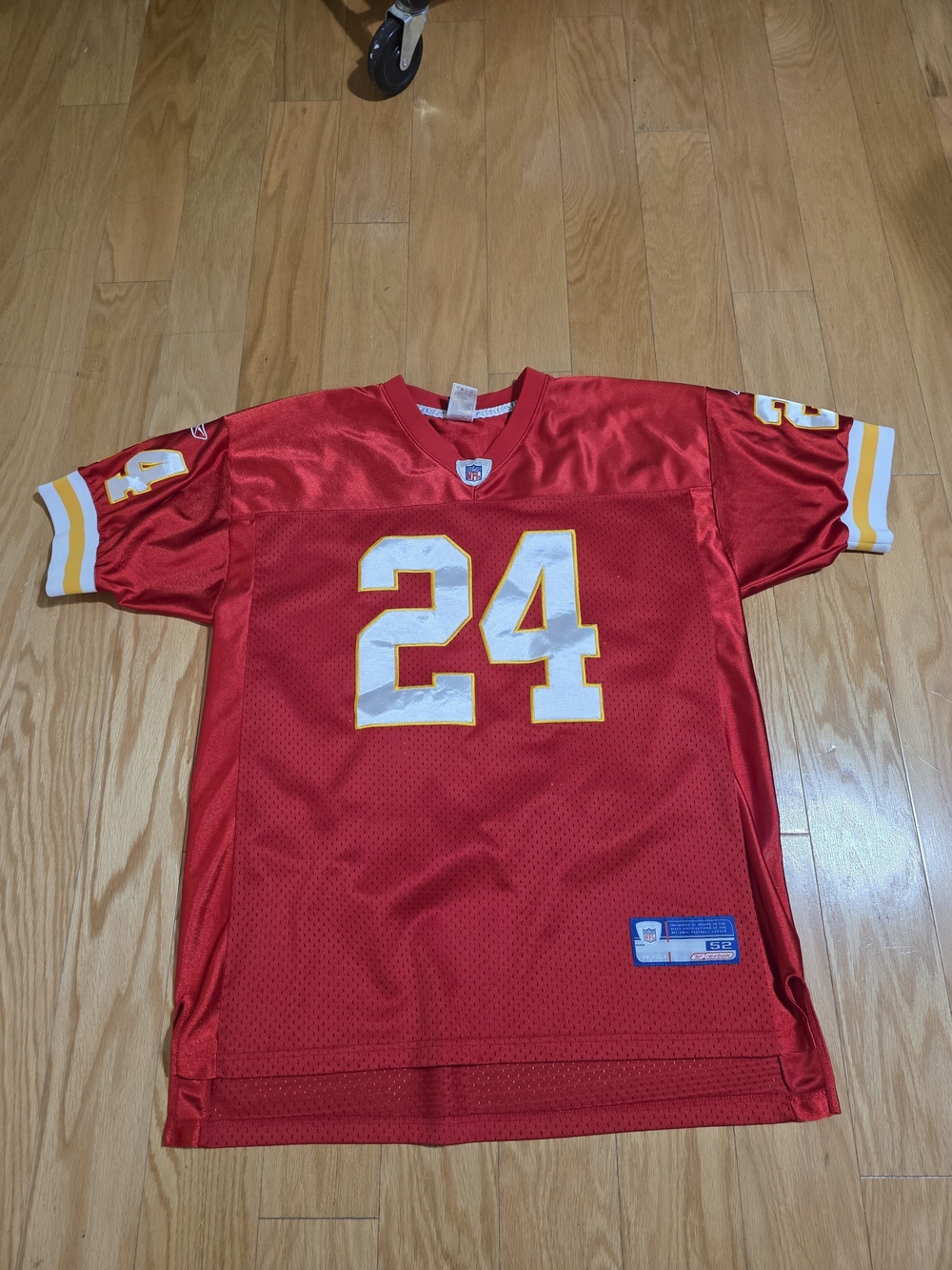 Reebok Red Football Jersey KC Chiefs with White and Gold #24 Ty Law